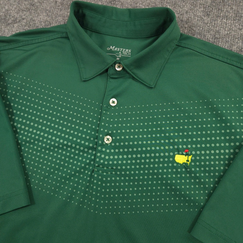 Masters Tech Polo Shirt Mens Medium Green Geometric Augusta National Golf Club